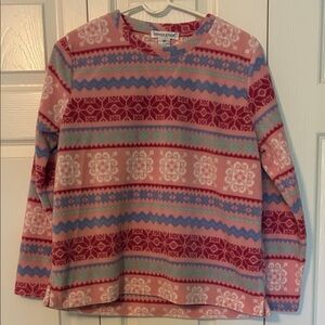 Bonnie Evans PM Petite Medium Pink and Blue Fleece Pullover Top